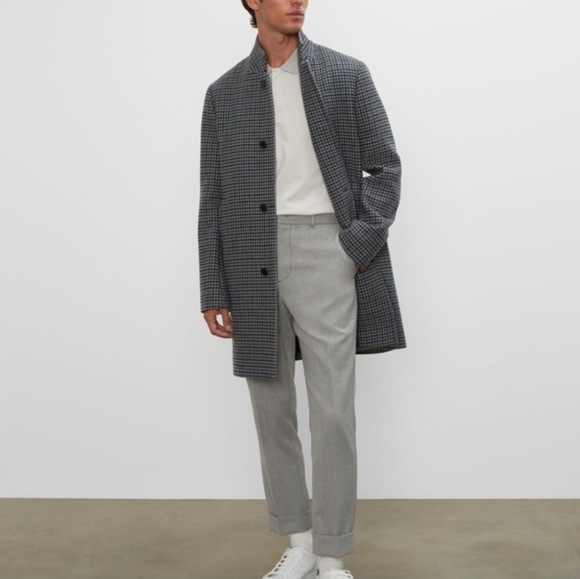 Men's Loukas Patterned Funnel Neck Coat New NEVER WORN - Grey Multi Size M